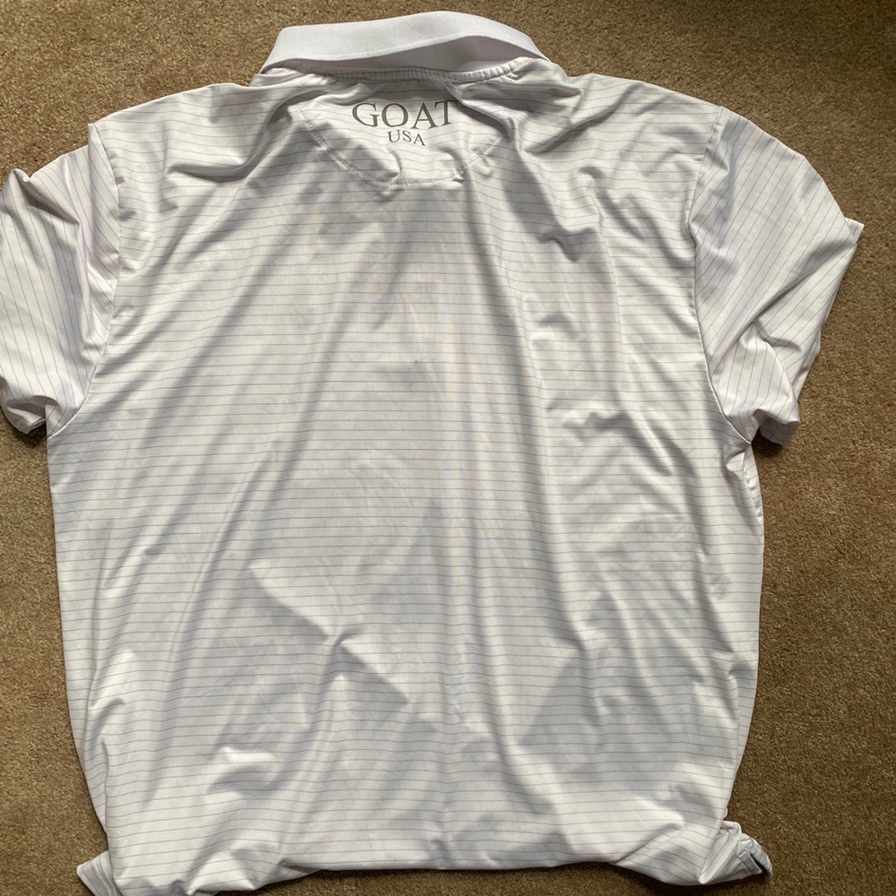 GOAT USA Golf Polo Shirt  Striped Short Sleeve Men's Size X Large White Xl